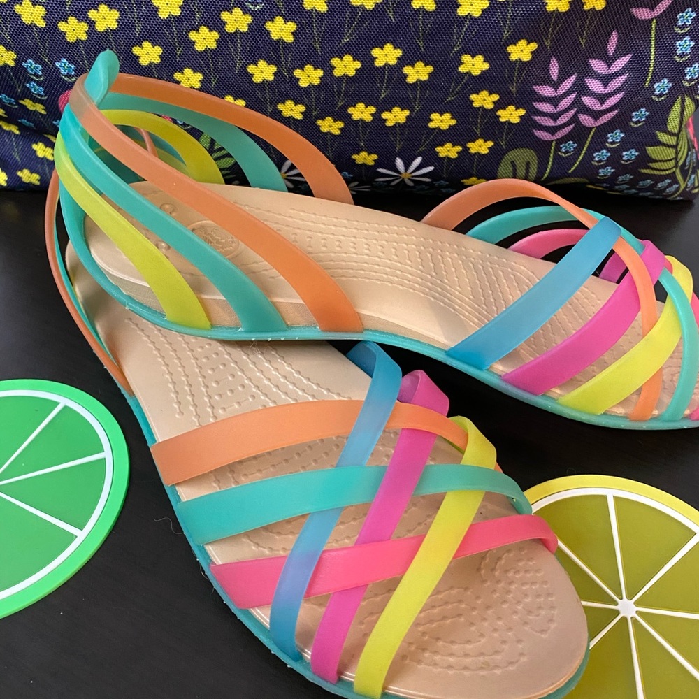Crocs Pastel Multi-Color Strappy Sandals Size 6